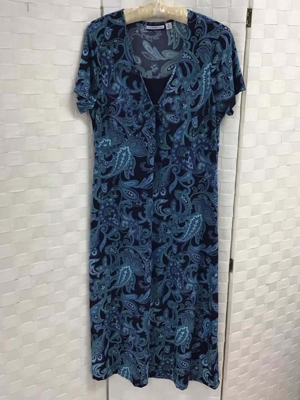 croft & barrow Navy and Teal Paisley Midi Dress